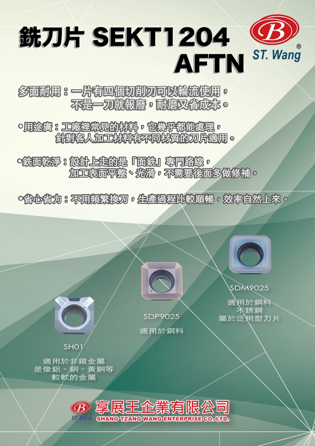 銑刀片 SEKT1204AFTN